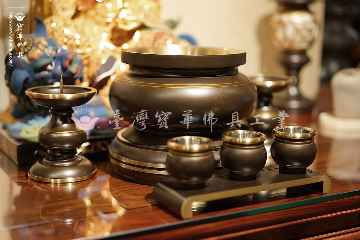 佛具-仿古-寶華-銅器-香爐-佛燈-供杯-茶几