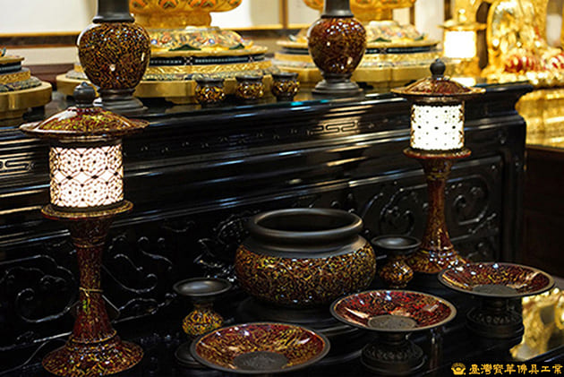 佛具-變塗-寶華-銅器-香爐-佛燈-供杯-茶几