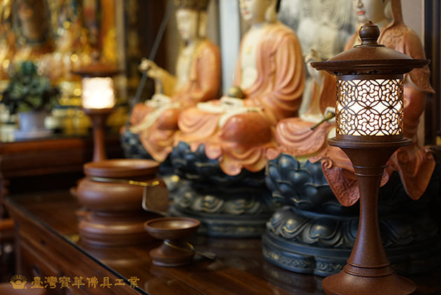 佛具-珊瑚紅-寶華-銅器-香爐-佛燈-供杯-茶几