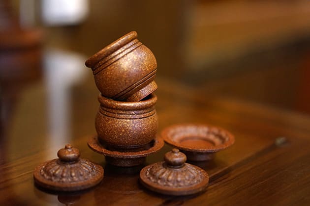 佛具-珊瑚紅-寶華-銅器-香爐-佛燈-供杯-茶几