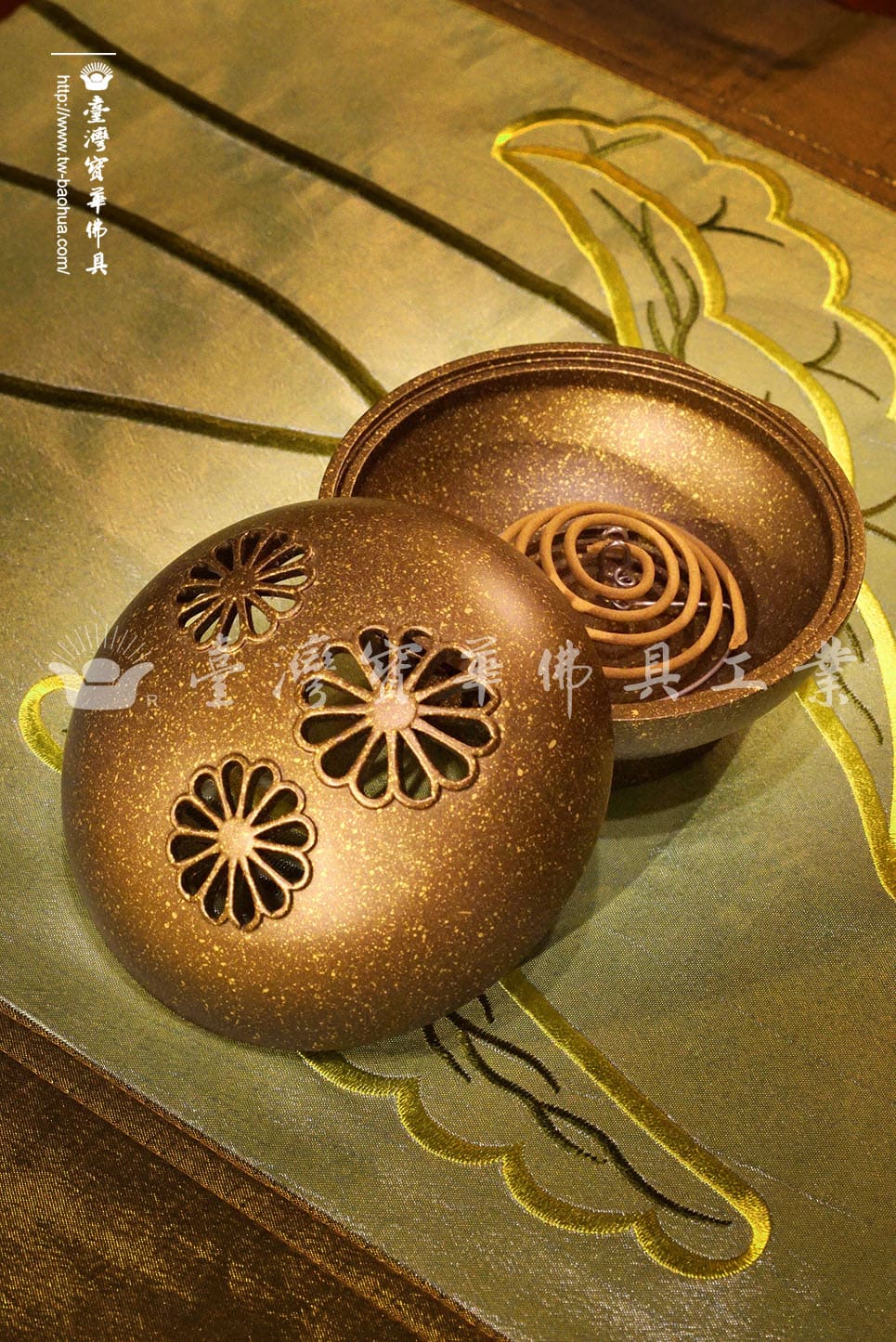 佛具-翡翠綠-寶華-銅器-香爐-佛燈-供杯-茶几