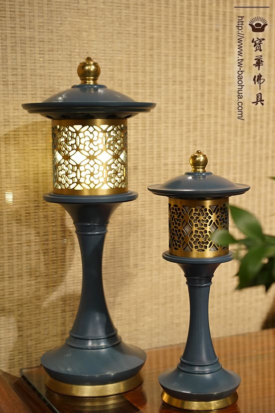 佛具-熱染藍-寶華-銅器-香爐-佛燈-供杯-茶几