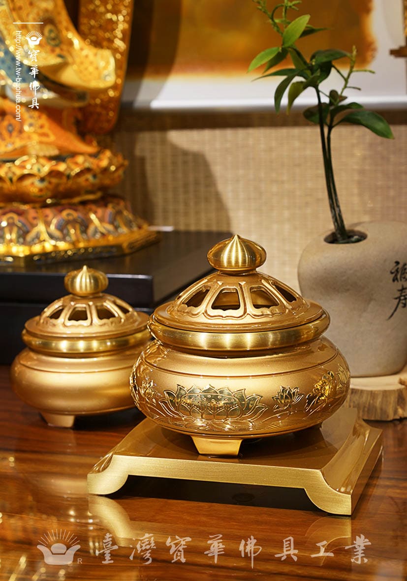 佛具-粉金-寶華-銅器-香爐-佛燈-供杯-茶几