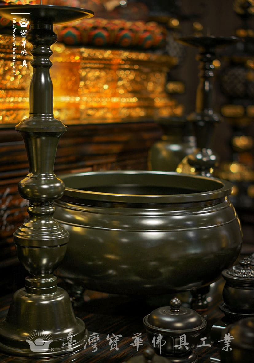 佛具-昭和-寶華-銅器-香爐-佛燈-供杯-茶几