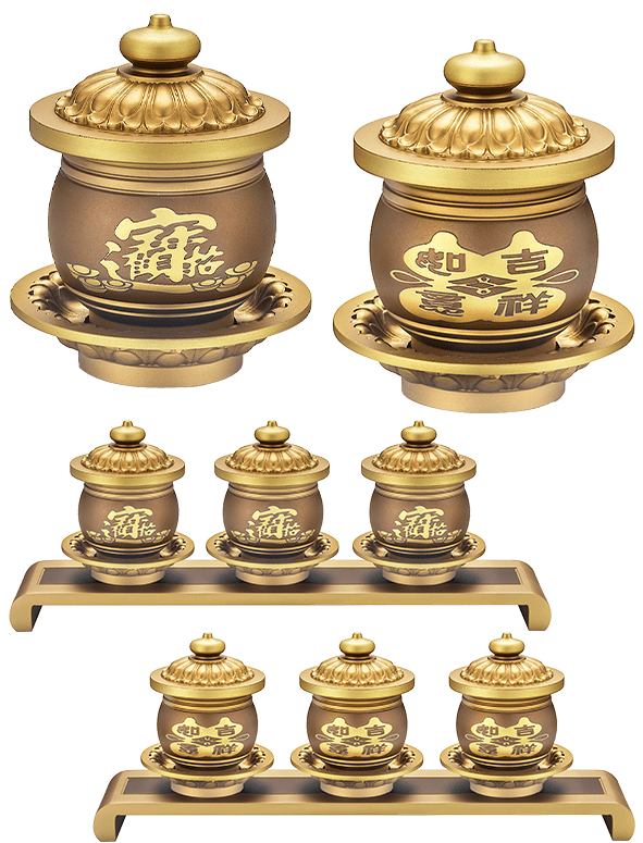 佛具-古沉色-寶華-銅器-香爐-祖先爐-佛燈-供杯-茶几